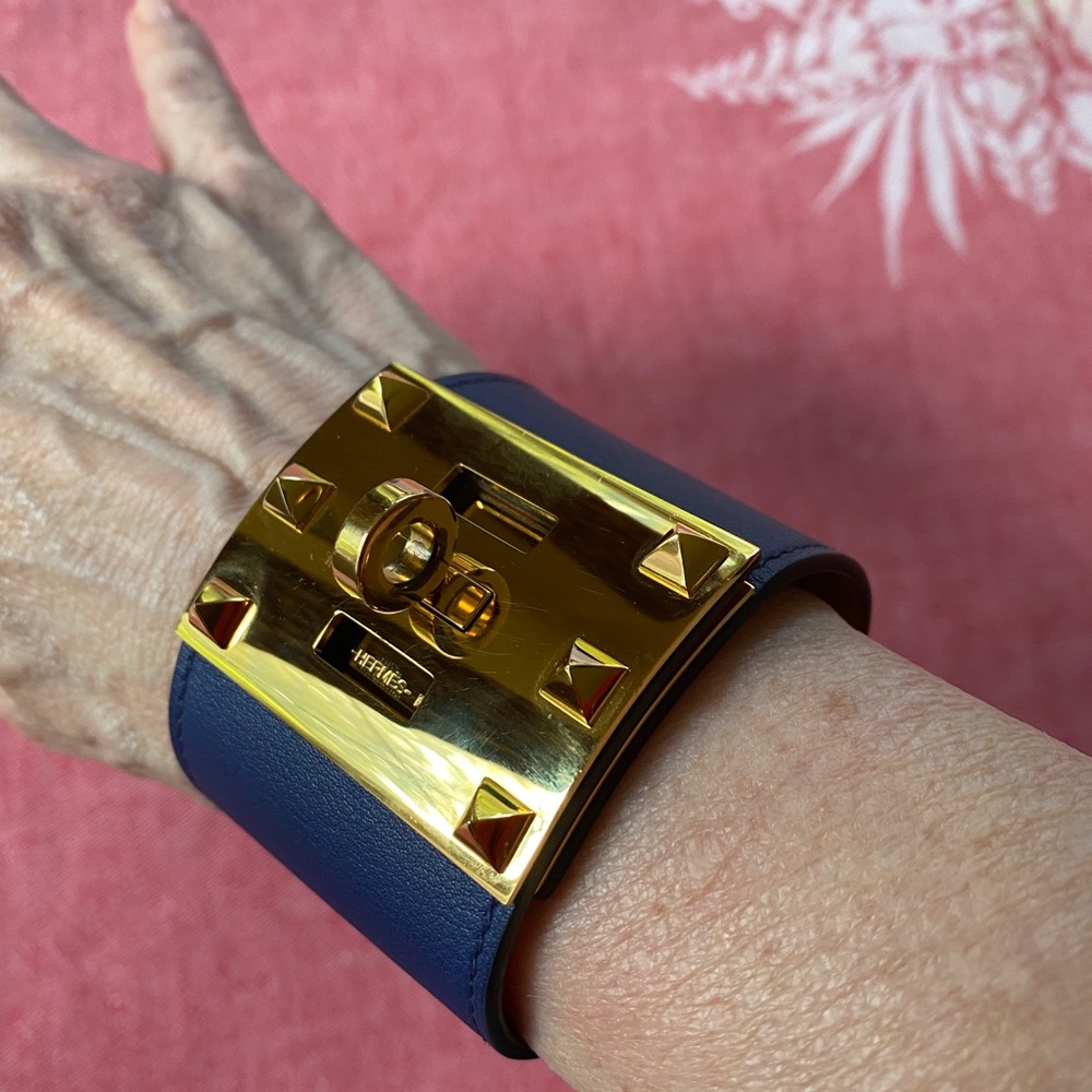 AUTH Hermès Kelly Dog Extreme Bracelet Sapphir GHW